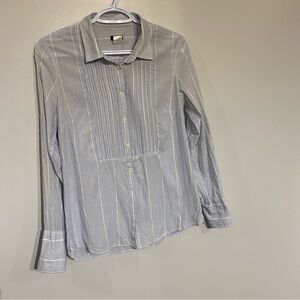 J.Crew Blouse pop over‎ button down pin stripe tuxedo button sleeve or roll up